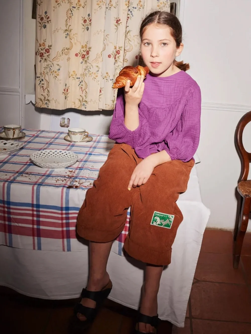Yellowpelota Organic Cotton Corduroy Caramel Brown Pleated Trouser Pants